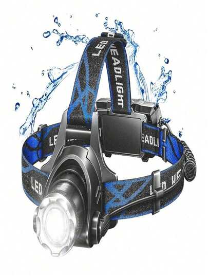 1 Linterna frontal montada en la cabeza, linterna frontal ultra brillante de alta luminosidad, linterna frontal LED de trabajo con carga micro USB de 3 modos, requiere 2 baterías modelo 18650 (baterías no incluidas), linterna para adultos, correr, acampar, pescar, senderismo, luz delantera de bicicleta