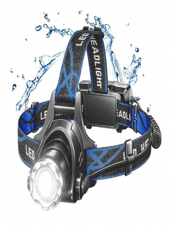 1 Head Mounted Headlight, High Brightness Ultra Bright Headlight, 3-Mode Micro USB Charging LED Working Headlight, Requires 2 18650 Model Batteries (Excluding Batteries) Adult Flashlight, Running, Camping, Fishing, Hiking, Bicycle Headlight