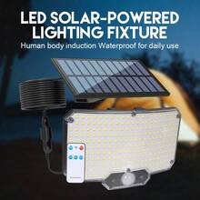 1个106/234LED户外太阳能灯，带运动传感器、遥控器和太阳能泛光灯，3种模式，带延长线，适用于庭院、门廊、露营和后院。 - 太陽能壁燈 - 查看 3