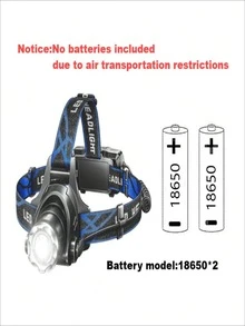 1 Linterna frontal montada en la cabeza, linterna frontal ultra brillante de alta luminosidad, linterna frontal LED de trabajo con carga micro USB de 3 modos, requiere 2 baterías modelo 18650 (baterías no incluidas), linterna para adultos, correr, acampar, pescar, senderismo, luz delantera de bicicleta