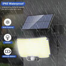 1个106/234LED户外太阳能灯，带运动传感器、遥控器和太阳能泛光灯，3种模式，带延长线，适用于庭院、门廊、露营和后院。 - 太陽能壁燈 - 查看 4