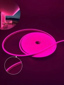 粉色LED霓虹灯，适用于婚礼、公主房、卧室装饰、派对氛围照明，5V硅胶防水霓虹灯条