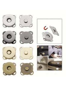 5/10/12/20 par magnetiska knappar för gör-det-själv, tecknade magnetiska osynliga tryckknappar för sömnad, magnetiska knappar med plommonblomma, syknappar, osynliga sydda metallknappar, plånboksspännen - Silver - Visa 2