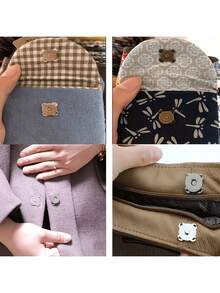 5/10/12/20 par magnetiska knappar för gör-det-själv, tecknade magnetiska osynliga tryckknappar för sömnad, magnetiska knappar med plommonblomma, syknappar, osynliga sydda metallknappar, plånboksspännen - Silver - Visa 7