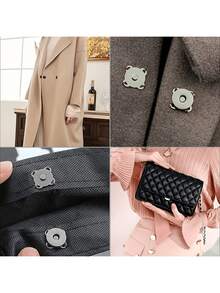 5/10/12/20 par magnetiska knappar för gör-det-själv, tecknade magnetiska osynliga tryckknappar för sömnad, magnetiska knappar med plommonblomma, syknappar, osynliga sydda metallknappar, plånboksspännen - Silver - Visa 9