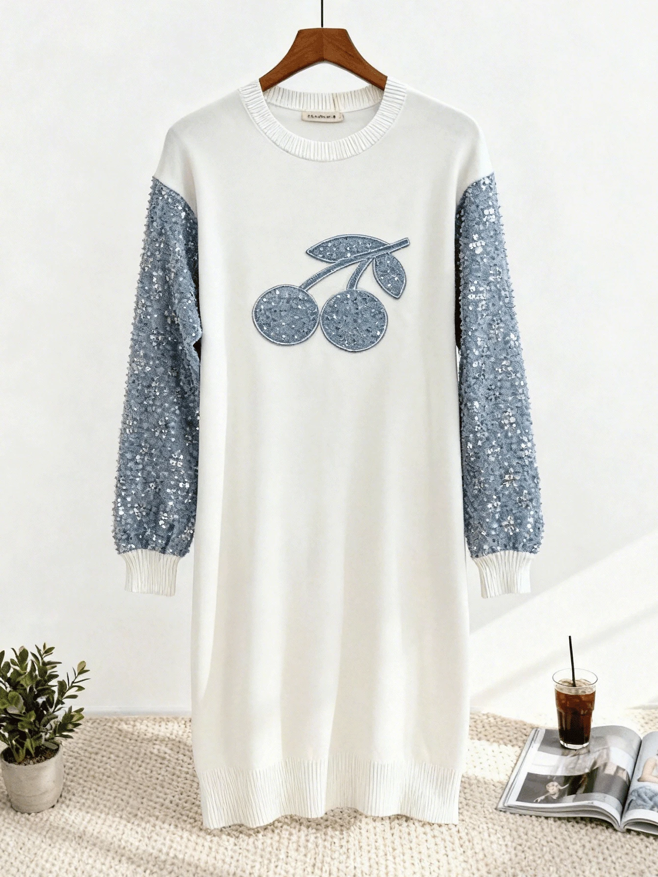 Women Sweater Dresses - White - View 1