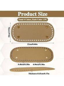1个/2个/3个铆钉PU皮革篮底，适用于钩编DIY手提包、单肩斜挎包 - 圆形底部带孔，方便编织 - 无衬里，单色，边缘涂漆，专为手工制作而设计，无闭合配件。 - 彩色 - 查看 3