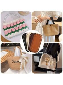 1个/2个/3个铆钉PU皮革篮底，适用于钩编DIY手提包、单肩斜挎包 - 圆形底部带孔，方便编织 - 无衬里，单色，边缘涂漆，专为手工制作而设计，无闭合配件。 - 彩色 - 查看 6