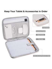 Tablet Sleeve Case / IPad Carrying Case Compatible With IPad , Kindle , Compatible With Samsung Galaxy And Android Tablets , Waterproof With Handle And Front Pocket(Light Grey) - Light Grey - View 2