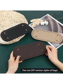 1个/2个/3个铆钉PU皮革篮底，适用于钩编DIY手提包、单肩斜挎包 - 圆形底部带孔，方便编织 - 无衬里，单色，边缘涂漆，专为手工制作而设计，无闭合配件。 - 彩色 - 查看 5