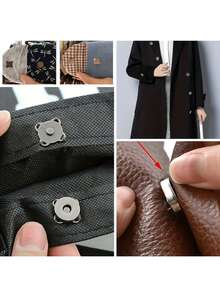 5/10/12/20 par magnetiska knappar för gör-det-själv, tecknade magnetiska osynliga tryckknappar för sömnad, magnetiska knappar med plommonblomma, syknappar, osynliga sydda metallknappar, plånboksspännen - Silver - Visa 6