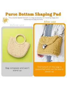 1个/2个/3个铆钉PU皮革篮底，适用于钩编DIY手提包、单肩斜挎包 - 圆形底部带孔，方便编织 - 无衬里，单色，边缘涂漆，专为手工制作而设计，无闭合配件。 - 彩色 - 查看 7