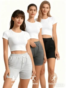 Women Shorts - White 3Pcs - View 7