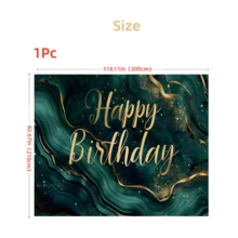 1条翠绿色和金色生日快乐背景横幅，涤纶材质，多种尺寸可选，派对横幅装饰，室内/室外装饰，家居、花园、庭院装饰，蛋糕桌拍照背景，派对庆祝活动的完美生日礼物 - 彩色 - 查看 9