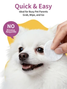 PETSIN 宠物泪渍清洁湿巾，适用于犬猫 - 60片装，温和日常面部和眼部护理湿巾，清洁眼屎、眼垢和污垢，舒缓柔软的布料