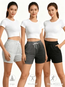 Women Shorts - Black 3Pcs - View 8