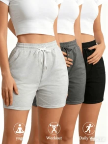 Women Shorts - Black 3Pcs - View 6