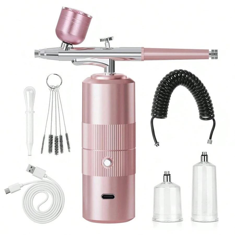 Airbrush For Nails Cordless Portable Airbrush Kit With Compressor 30PSI High-Pressure Rechargeable Air Brush Spray Machine With 0.3MM Nozzle For Painting Model Barber Cookie Cake - Multicolor - View 1