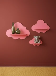 Joivida Bohemian Floating Shelf, Unique Wooden Wave Cloud Shaped Wall Mounted Storage Rack Suitable For Various Room Types, Adorable Decorative Design For Girls Elegant Room - Pink - View 10