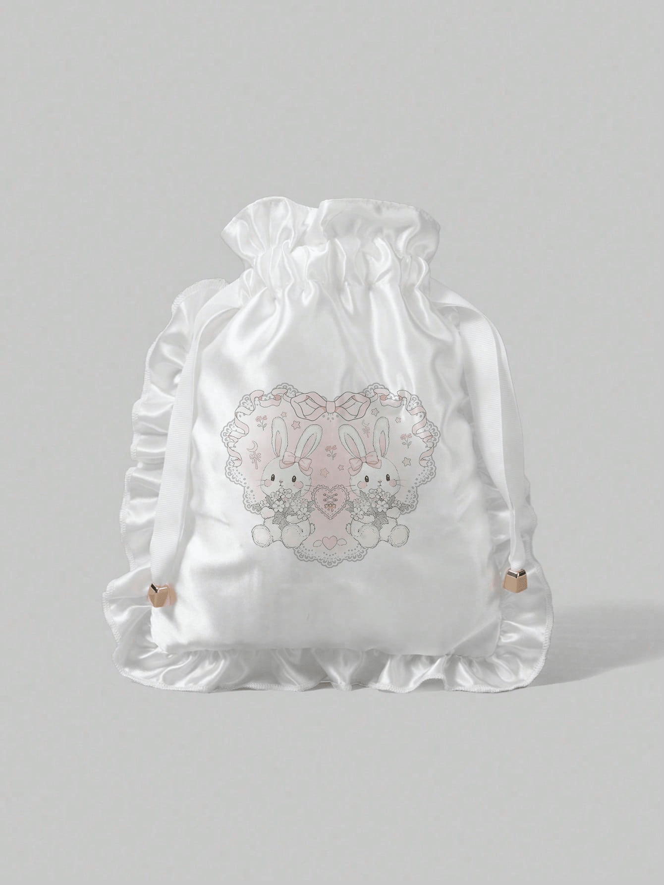 Kawaii Patrón: 1149907 Bolsa de maquillaje con corazón de conejo, bolsa de almacenamiento portátil para ropa interior y pantalones, bolsa con cremallera