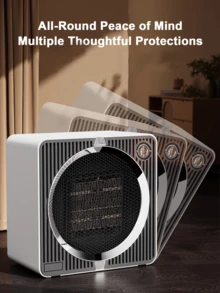 Teckwe 1 Adjustable Temperature Portable Flameless Constant Temperature Mini Electric Heater,Desktop Heater Suitable For Adult Home/Office Workers During Winter Holidays,Suitable For Home Offices, Bedrooms, Desktop Bathrooms, Living Rooms, Study Rooms, And Other Cold Winter Seasons,Portable Heating Equipment, Electric Heater, Small Indoor Use, Heater,Compact Heating Tool Equipped With European Standard Plug - EU C Type Plug(220-240V) - View 4