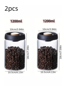 4/2/1个真空密封罐，咖啡豆储存瓶，厨房食品，谷物，茶叶，玻璃罐，密封容器，厨房配件，保鲜罐，厨房用品，玻璃储物容器，咖啡豆真空密封玻璃罐，压力泵储物罐，防潮储物罐，防潮真空压榨玻璃罐 - 彩色 - 查看 2