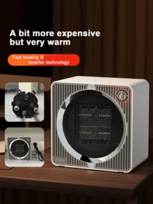 Teckwe 1 Adjustable Temperature Portable Flameless Constant Temperature Mini Electric Heater,Desktop Heater Suitable For Adult Home/Office Workers During Winter Holidays,Suitable For Home Offices, Bedrooms, Desktop Bathrooms, Living Rooms, Study Rooms, And Other Cold Winter Seasons,Portable Heating Equipment, Electric Heater, Small Indoor Use, Heater,Compact Heating Tool Equipped With European Standard Plug - EU C Type Plug(220-240V) - View 3