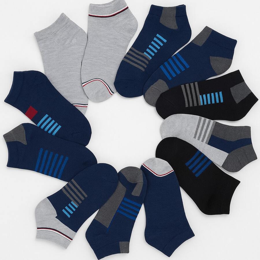 Paquete de 12 Calcetines para Caballero, Suaves, Ligeras, Cómodas, Transpirables, Secado Rápido - Multicolor - Ver 1