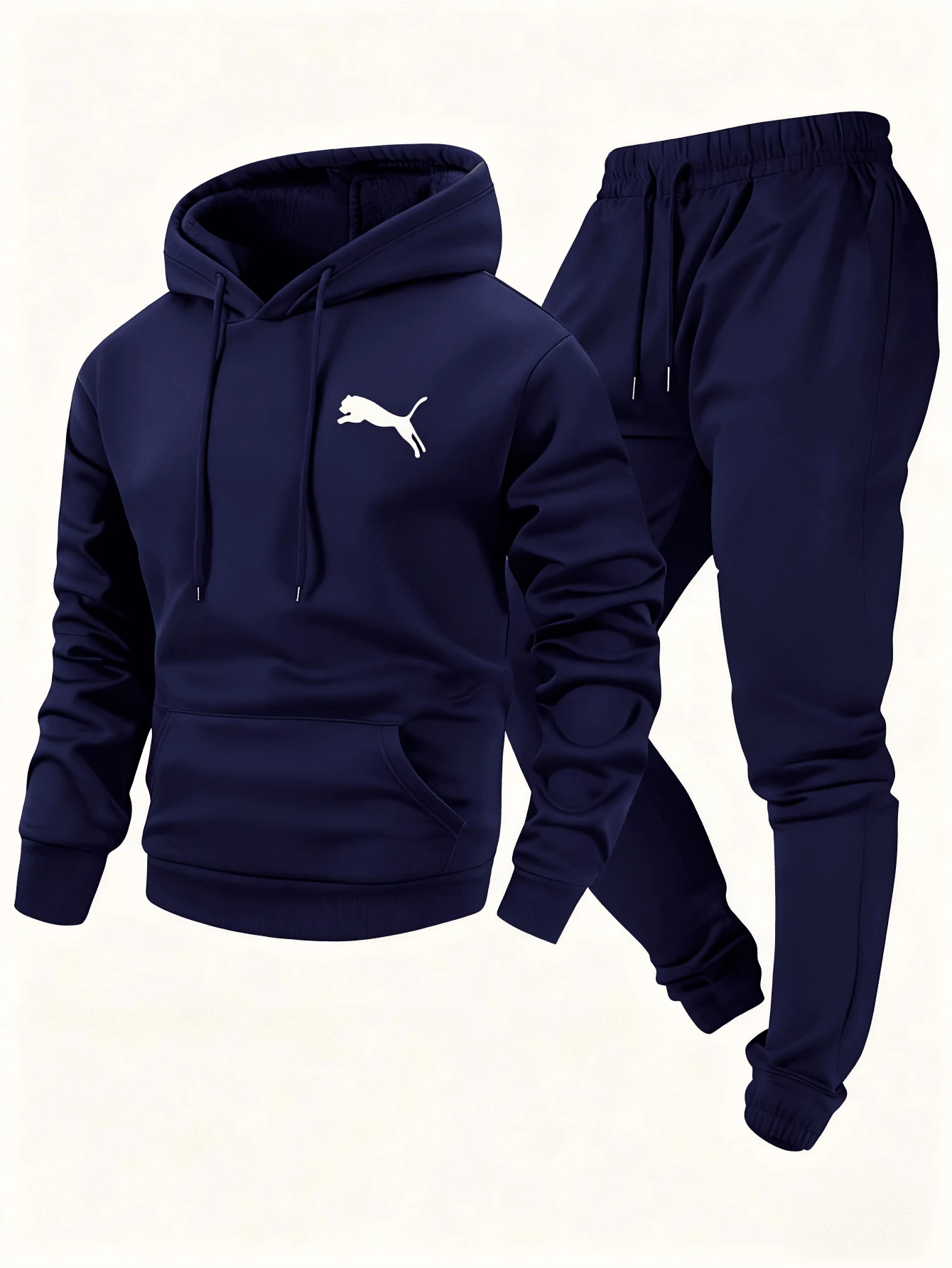Men Hoodie Co-Ords - Blue - View 1