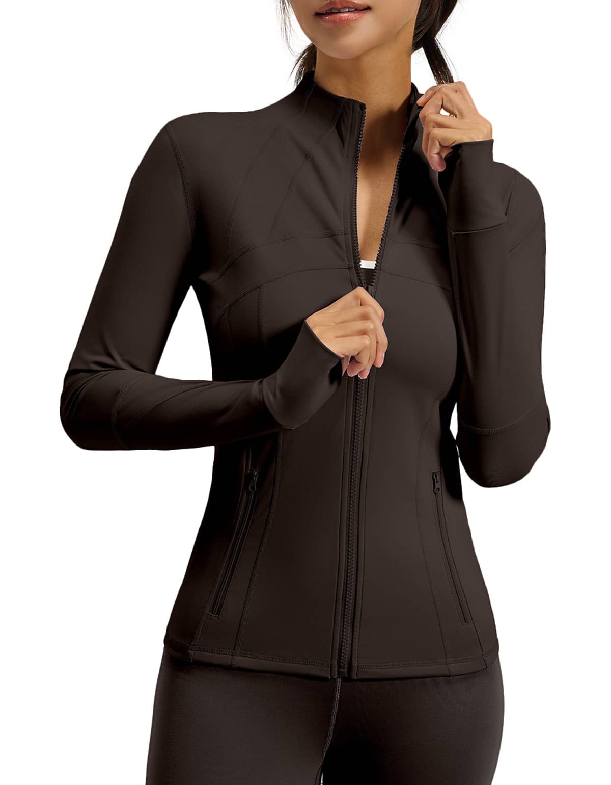 Chaqueta Deportiva de Yoga para Mujer Adelgazante Cuello Alto Ideal para Fitness, Gimnasio o Atuendo Casual Lavable a Máquina