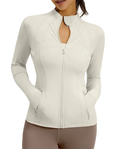Chaqueta Deportiva de Yoga para Mujer Adelgazante Cuello Alto Ideal para Fitness, Gimnasio o Atuendo Casual Lavable a Máquina