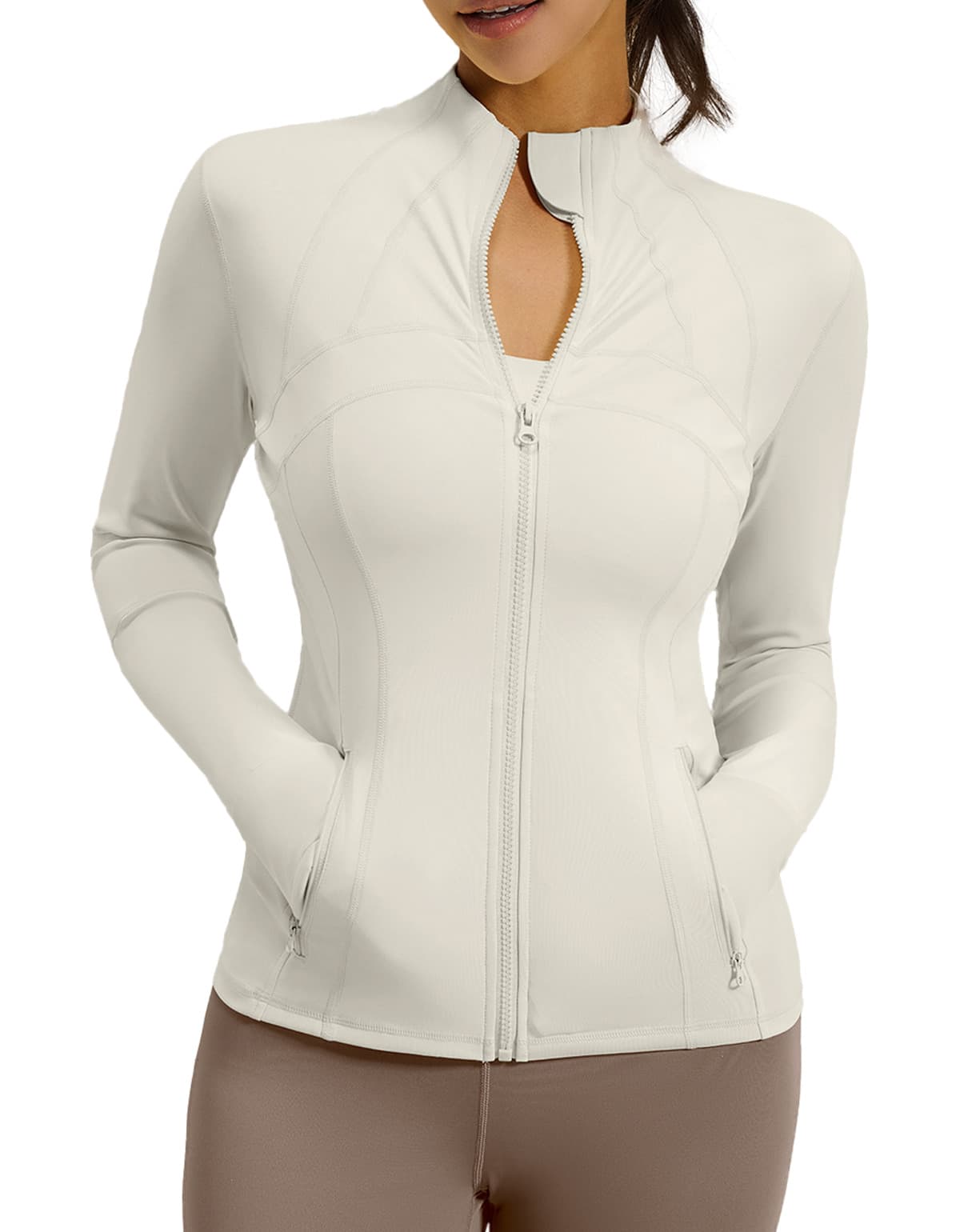 Chaqueta Deportiva de Yoga para Mujer Adelgazante Cuello Alto Ideal para Fitness, Gimnasio o Atuendo Casual Lavable a Máquina