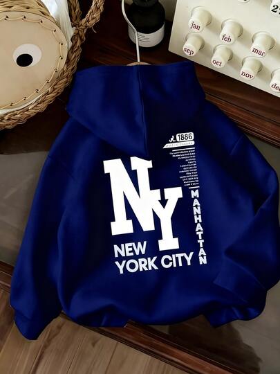 Sudadera con capucha de mujer con estampado gráfico de Nueva York - Sudadera de poliéster acogedora con cordón, sudadera casual blanca con diseño de la ciudad de Nueva York, perfecta para otoño e invierno, sudadera de uso casual| Impresión gráfica de moda| Sudadera con capucha lavable a máquina