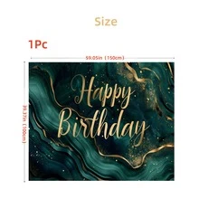 1条翠绿色和金色生日快乐背景横幅，涤纶材质，多种尺寸可选，派对横幅装饰，室内/室外装饰，家居、花园、庭院装饰，蛋糕桌拍照背景，派对庆祝活动的完美生日礼物 - 彩色 - 查看 13