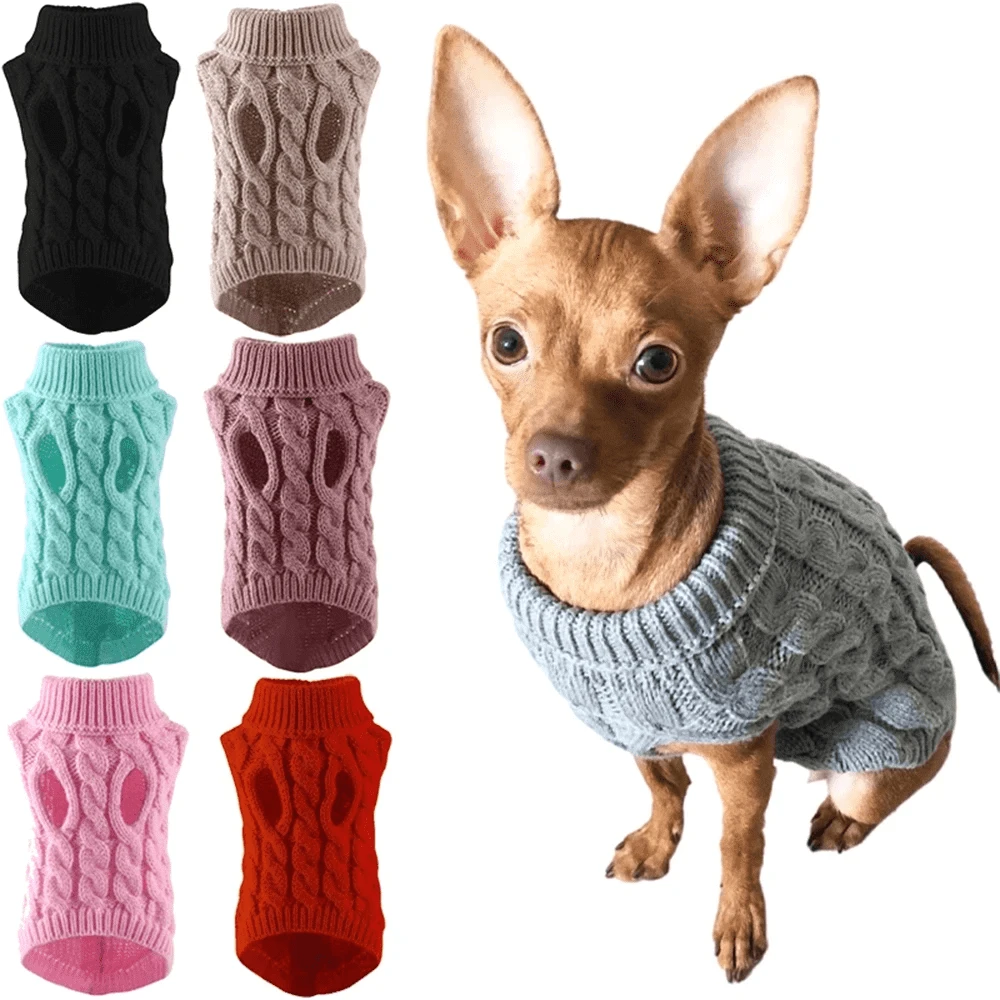 Áo len cho chó con PETSIN dành cho chó nhỏ vừa và nhỏ, quần áo mùa đông ấm áp cho thú cưng, áo vest cổ lọ cho chó Chihuahua, áo khoác Yorkie mềm mại, áo khoác Teddy - Nhiều màu - Xem 1