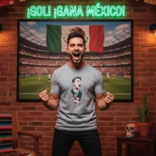 Playera algodón con estampado de Jugador Mexicano Hirv Lozano Niño y Adulto Para Toda la Familia Diferentes Colores - Gris - Ver 1