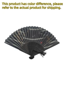 1 pieza Abanico plegable de flores de mano, abanico de mano, abanico de seda y bambú con borla, abanico plegable de mano calado para mujer, abanico plegable, abanico de mano con borla para uso al aire libre, viajes, baile, vestido cheongsam, accesorios para fotografía, decoración, regalos (vintage), color de borla aleatorio - multicolor - Ver 7