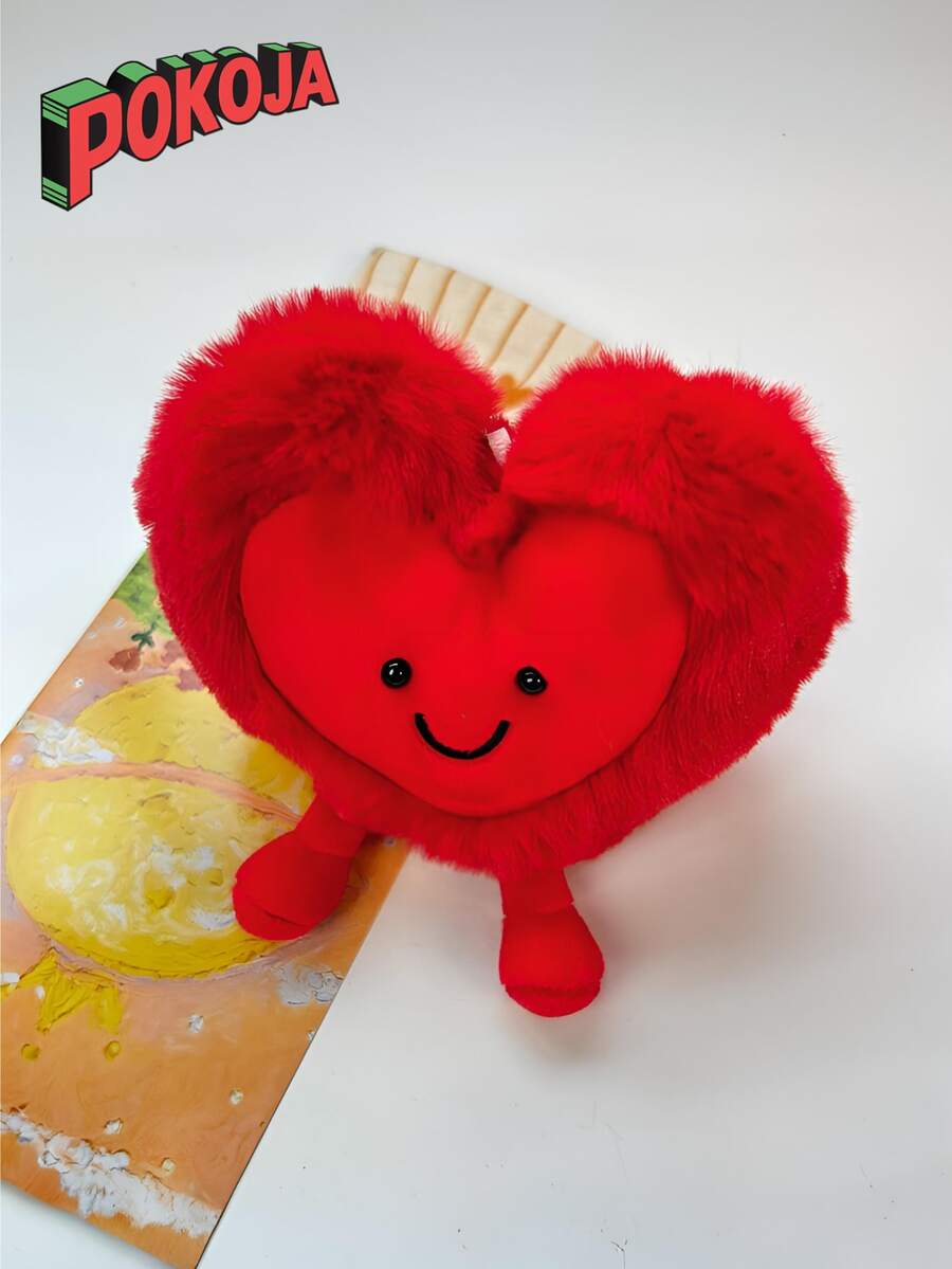 POKOJA LAND 1个装 3.9英寸-Beatty Love 毛绒娃娃吊坠，可爱红色爱心填充娃娃，适合作为情人节/圣诞节及其他节日礼物送给妻子、女朋友、男朋友、爱人 - 彩色 - 查看 1