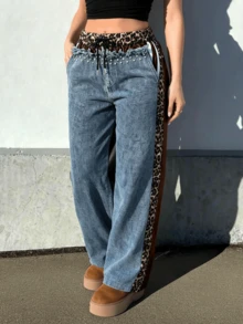 Pantalón Jeans con Diseño Especial en la Cintura: Estilo Conjunto y Detalles Originales - Marrón - Ver 2