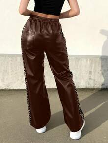 Pantalón Jeans con Diseño Especial en la Cintura: Estilo Conjunto y Detalles Originales - Marrón - Ver 4