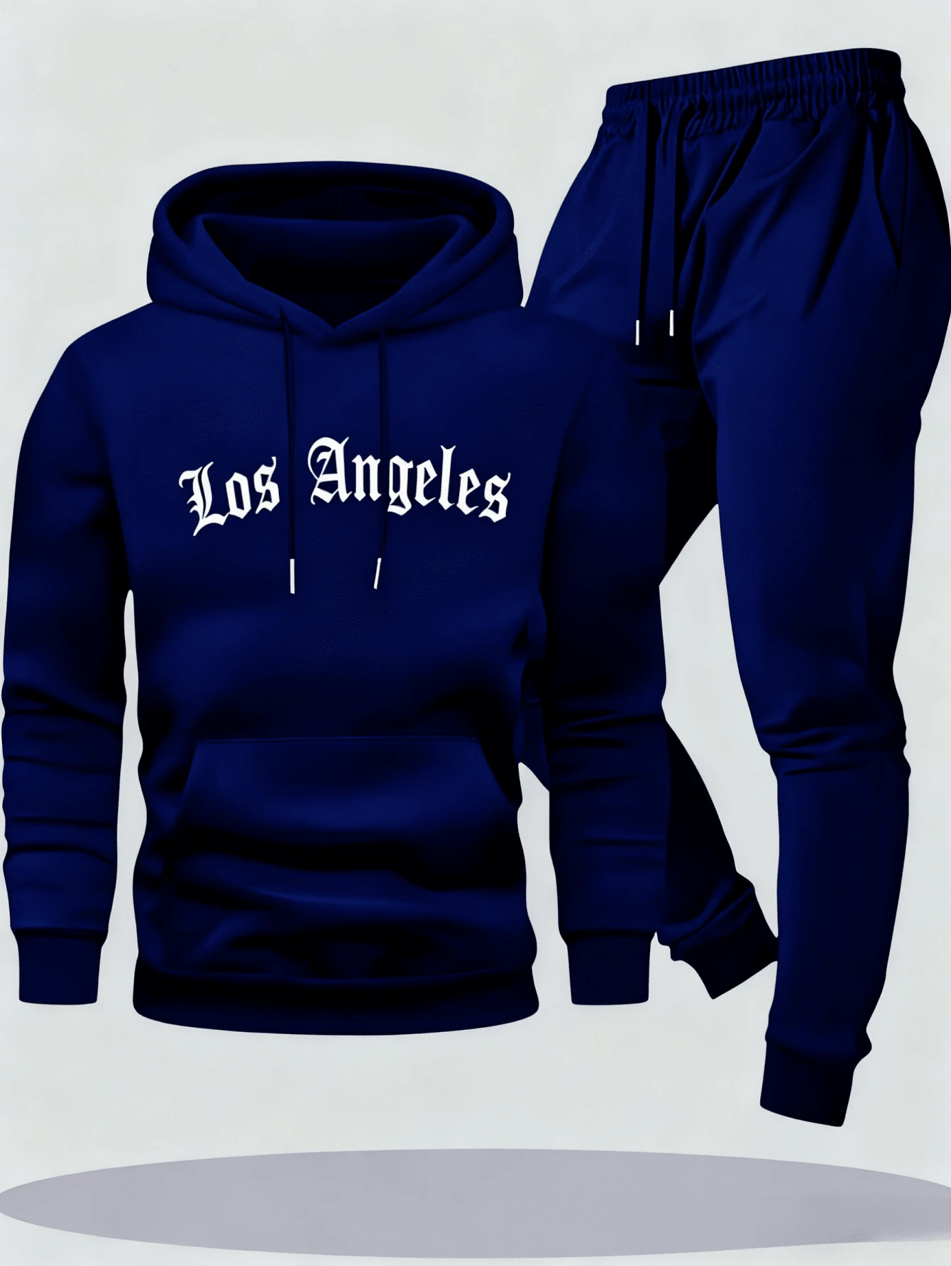 Hombre008 conjunto de sudadera con capucha Conjunto de moda para hombre sudadera con capucha de forro polar y pantalones de chándal casuales para otoño e inviernoregalo perfecto para novioropa conmemorativa de vieserie de regreso(Tallas corren pequeñas, pide una talla grande.) - Azul - Ver 1
