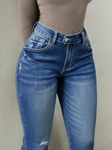 Women Jeans - 藍色 - 查看 2