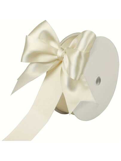 100 Yards Double Sided Ribbon Roll - Cream White - Ivory White - Cherry Blossom Pink - Perfect For Gift Wrapping, Cake Decorating, Bouquet Decorating, DIY Crafts, Wedding Party Accessories, Invitation Packaging (Multiple Sizes Optional)