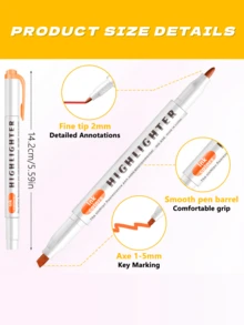 25支装双头荧光笔复古马克笔马卡龙色马克笔浅色学生记账笔返校季 - 彩色 - 查看 3