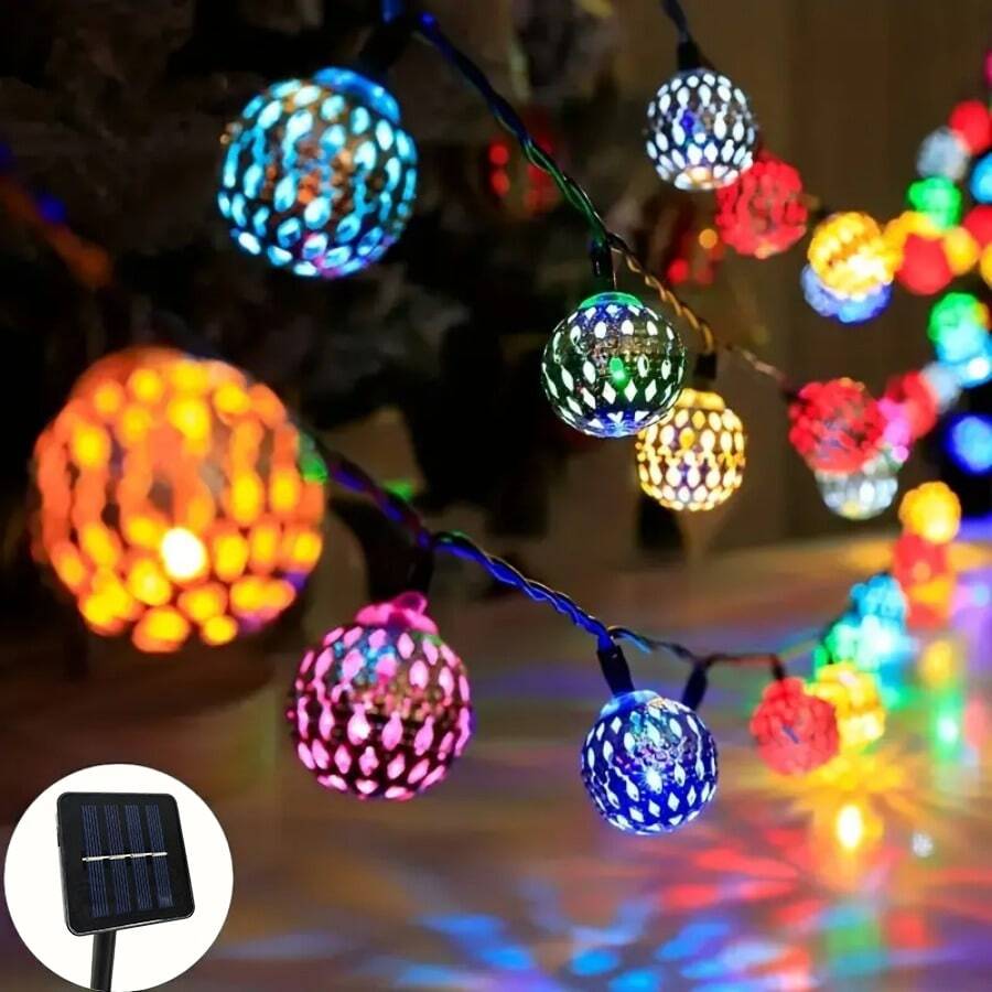 1 Đèn dây bóng LED năng lượng mặt trời Ma-rốc 20/30, Đèn dây ngoài trời màu trắng ấm/nhiều màu, Dùng cho tiệc cưới, sinh nhật, Giáng sinh, trang trí phòng ngủ tại nhà, phụ kiện ngày lễ, lối đi trong sân vườn