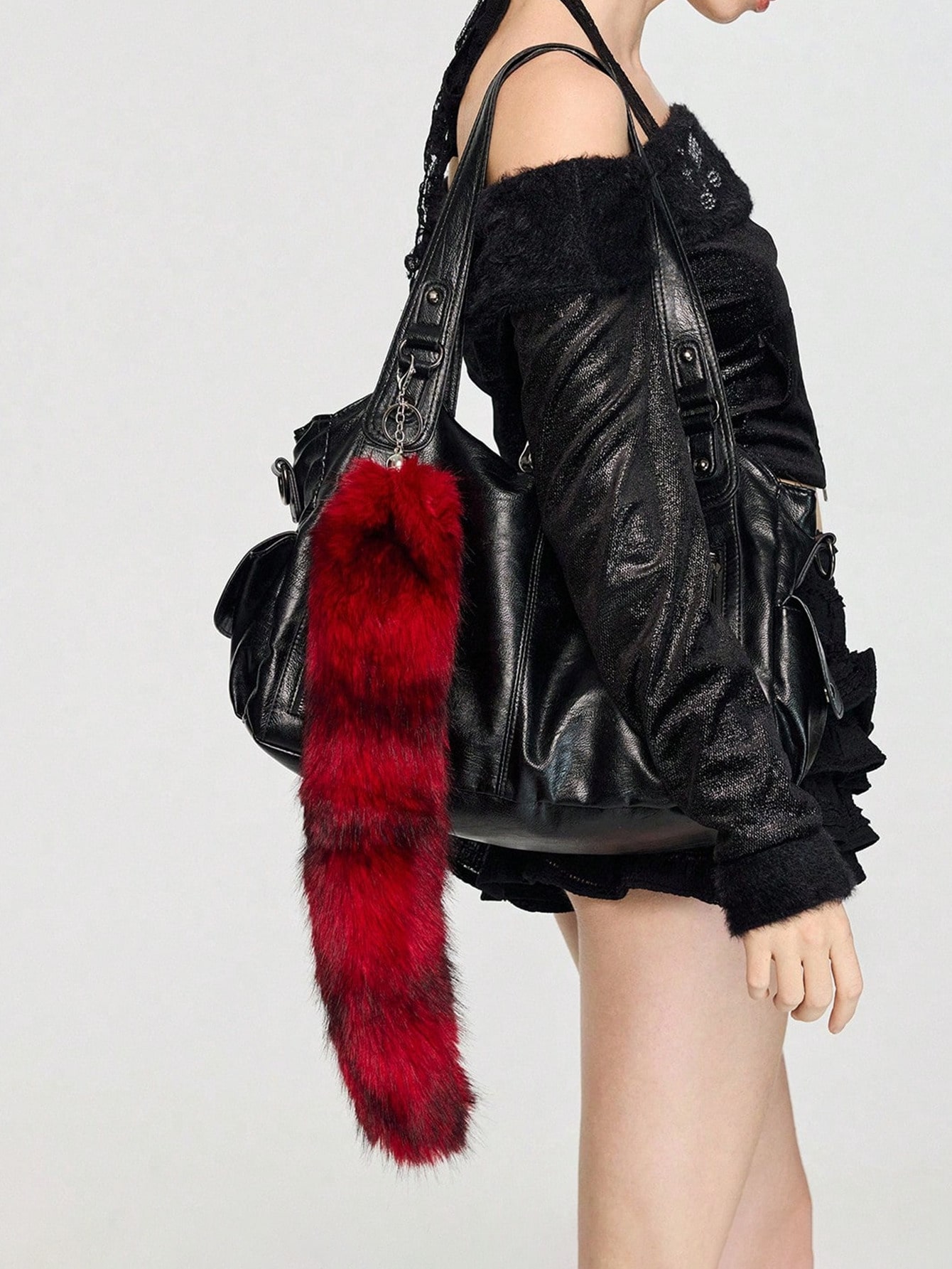 Grunge Punk 1 قطعة ذيل ثعلب من الفرو الصناعي البني الأومبري عالي الجودة متعدد الاستخدامات، ديكور شخصي على شكل ذيل ثعلب للمفاتيح أو الحقائب، مناسب للنساء والفتيات للاستخدام اليومي، هدية مناسبة للمناسبات