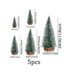 Snow Green Mini Artificial Christmas Tree, Christmas Tree Pack Small Trees With Wooden Base, Desktop Decor For Christmas, Winter Home, Winter Christmas Decorations Furniture - Dark Green - View 12