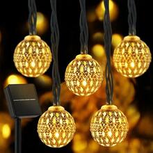 1 Đèn dây bóng LED năng lượng mặt trời Ma-rốc 20/30, Đèn dây ngoài trời màu trắng ấm/nhiều màu, Dùng cho tiệc cưới, sinh nhật, Giáng sinh, trang trí phòng ngủ tại nhà, phụ kiện ngày lễ, lối đi trong sân vườn - Nhiều màu - Xem 8