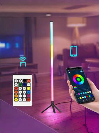 1 件装 RGB 地板灯棒，音乐同步变色氛围灯，适用于卧室角落、游戏室、直播间，LED 夜灯，现代家居装饰，成人礼物