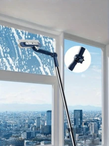 All-In-One Window Cleaning Tool: Adjustable Multi-Functional Squeegee With Crevice Brush & High Reach Scraper For Home, Outdoor, Car, Shower Glass & Gas Stations - Multicolor - View 5